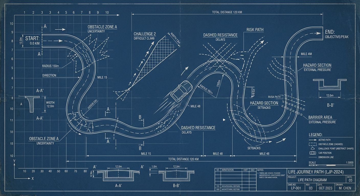 رمز لمسار الحياة والمطبات العمرية