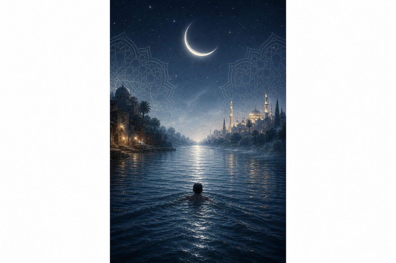سباحة روحانية في نهر ليلي صافٍ